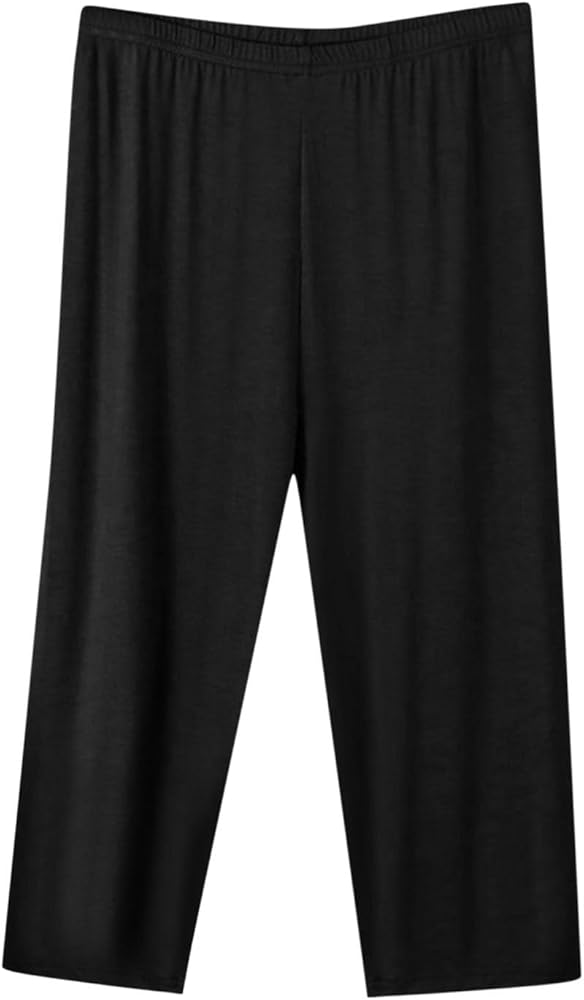 Summer Basic Capri Pajama Pants Women's Comfy Modal Loungewear Pants Plus Size Causal Loose Fit Sleepwear Crop Pants