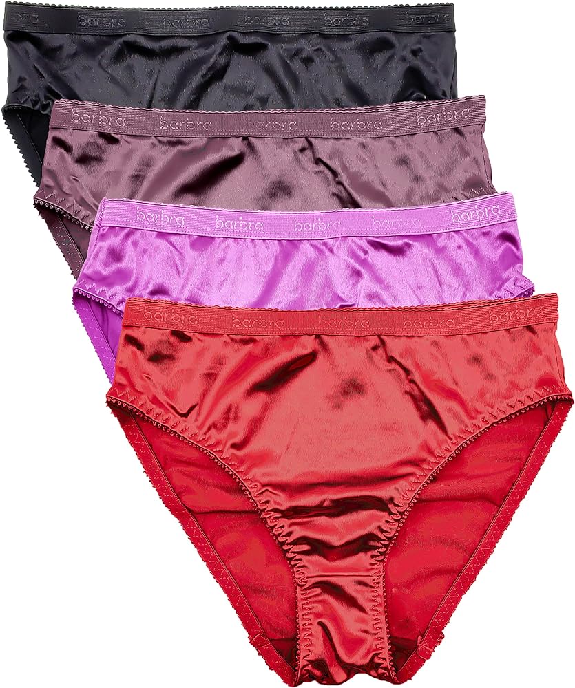 Barbra Womens Silky Sexy Satin Bikini Panties S - Plus Size Women Underwear Multi-Pack