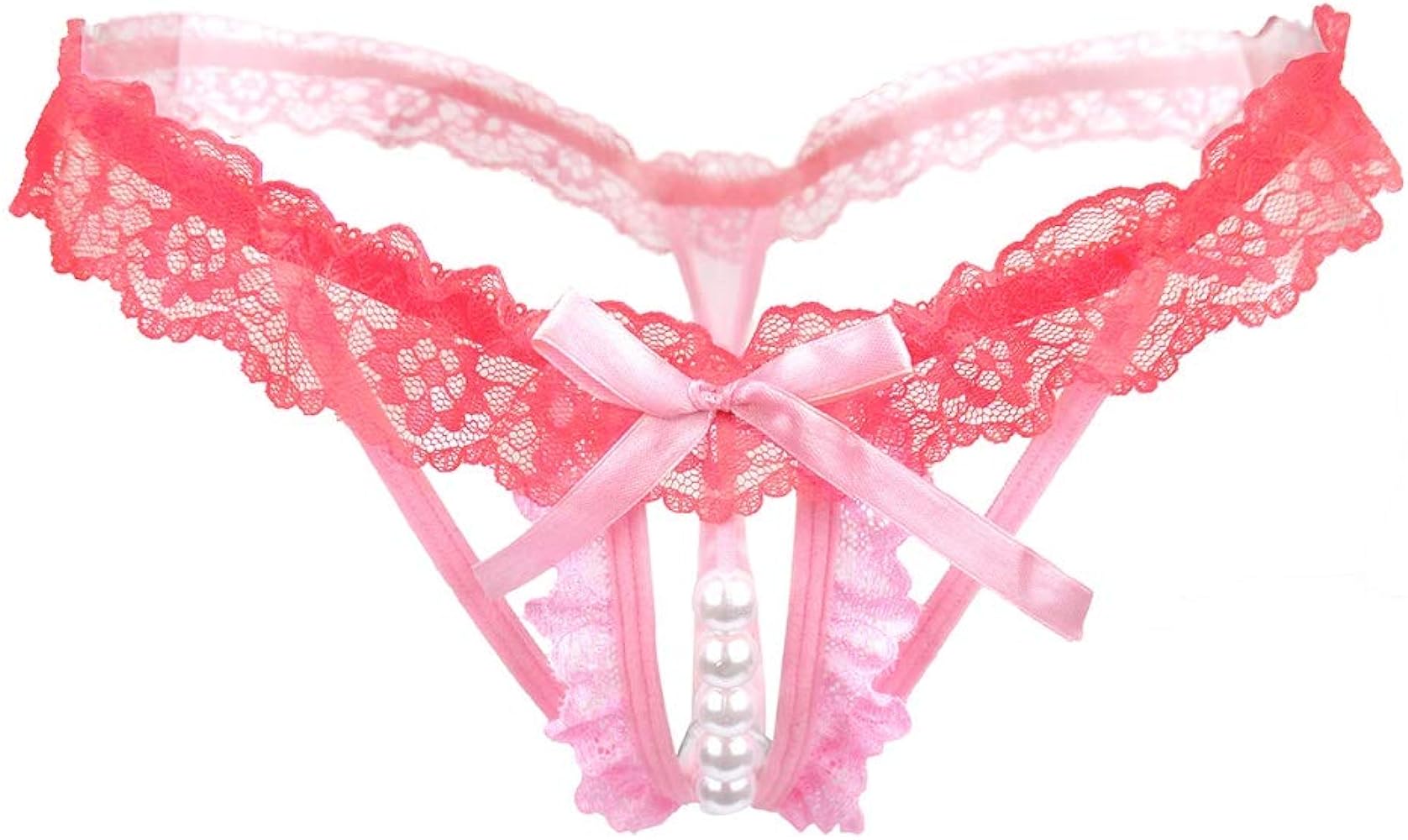 Women’s Sexy Panties,Lace Thongs G-String with Pearls Ball