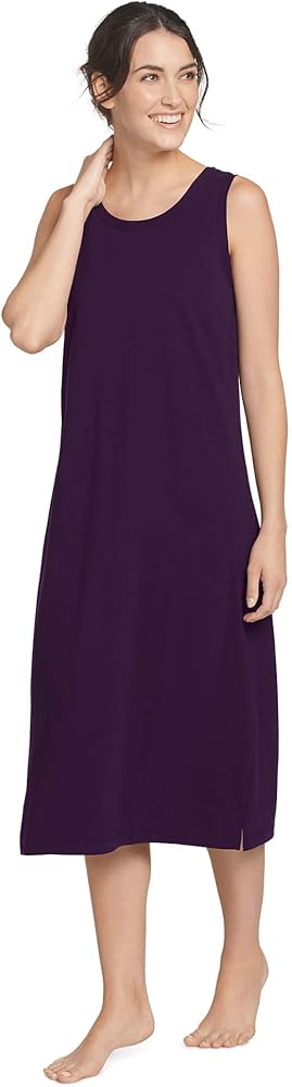 Jockey Women's Sleepwear Everyday Essentials 100% Cotton Tank Sleep Dress, Deep Purple, S