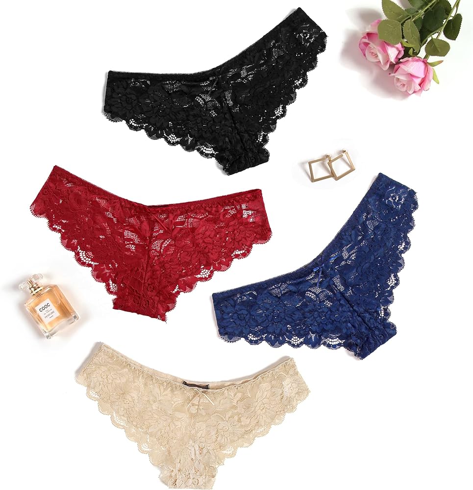 Avidlove Women Floral Lace Panties Sexy Hipster Underwear V-Shape Waistband Tangas