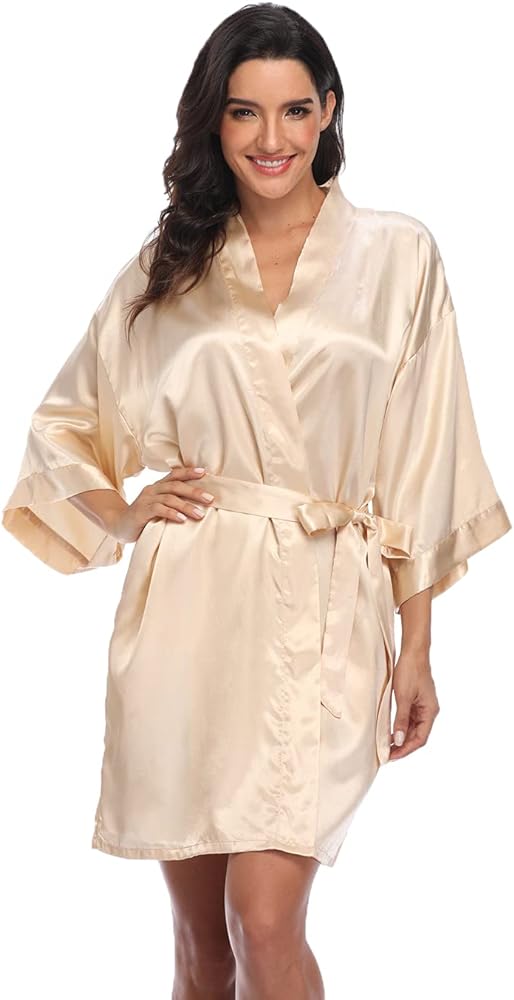 Women's Pure Short Silky Robes Bridesmaid Bride Party Satin Robes Sleepwear