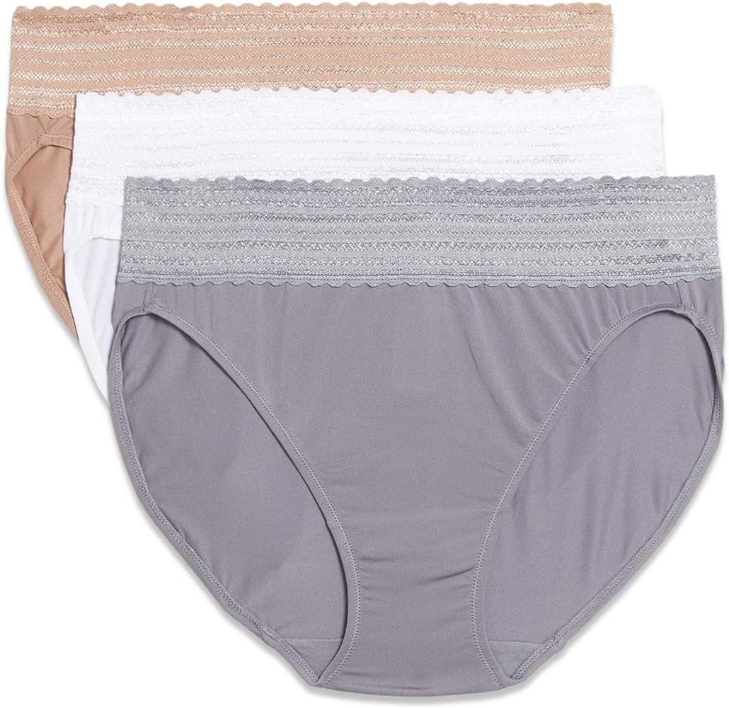 Warner's Women's Blissful Benefits Dig-Free Comfort Waistband with Lace Microfiber Hi-Cut 3-Pack 5109w