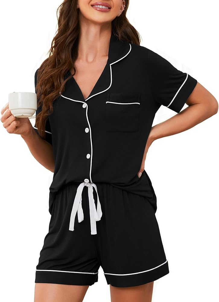 HNG Pajama Sets For Women 2 Piece PJ Sets Short Sleeve Lounge Set Fashion Sleepwear