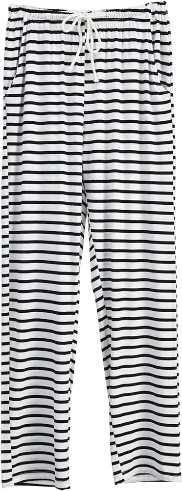 Women's Modal Sleepwear Pajama Pants Spring Summer Striped Comfortable Home Pants Bottoms With Pocket