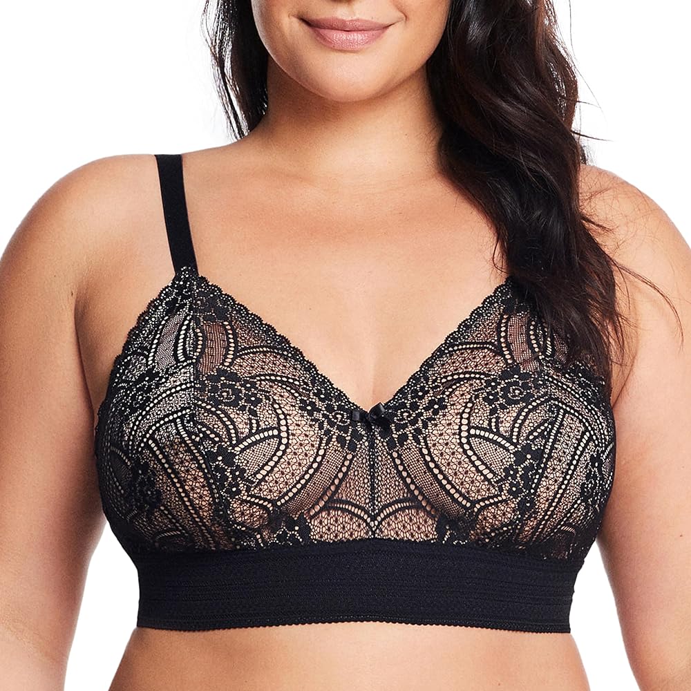 Glamorise Women's Plus Size Luxe Lace Bralette Wirefree #7012