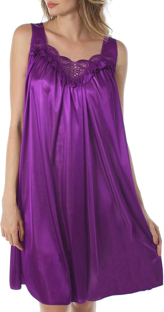 Venice Womens' Silky Looking Embroidered Nightgown 06N