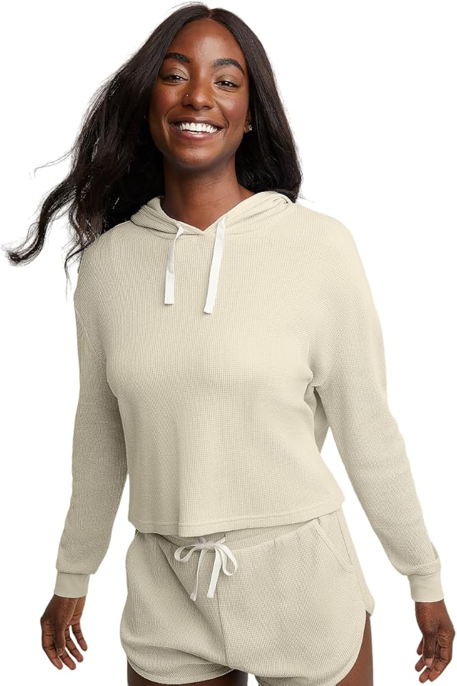 Hanes Originals Womens Waffle Lounge Hoodie