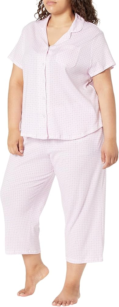 Karen Neuburger Women's Plus Size Short Sleeve Girlfriend Capri Pajama Set