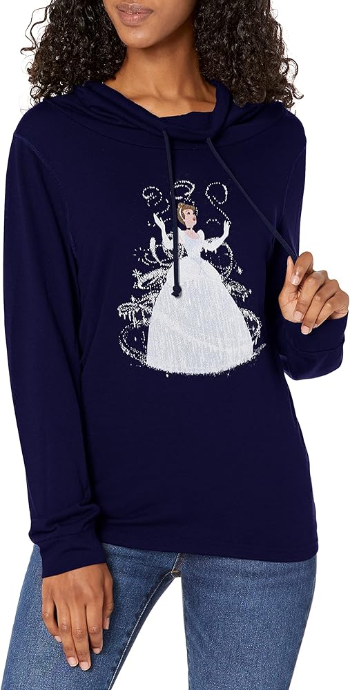 Disney Princesses Transformation Women's Cowl Neck Long Sleeve Knit Top