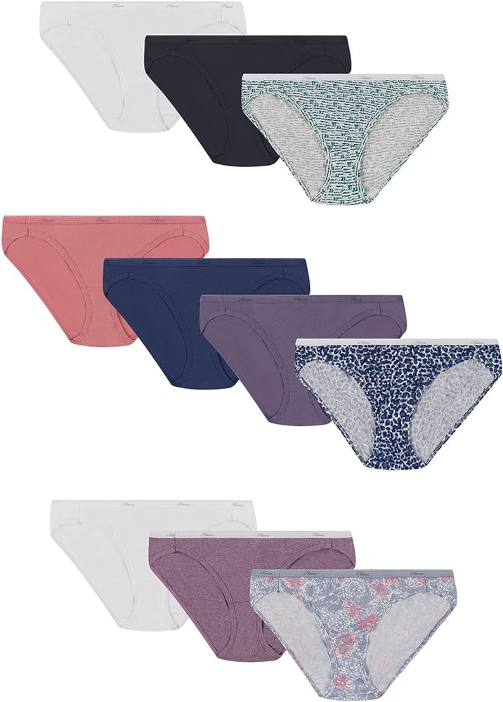 Hanes Women's Bikini Underwear Pack, Classic Cotton Bikini Panties, 10-Pack (Colors May Vary)