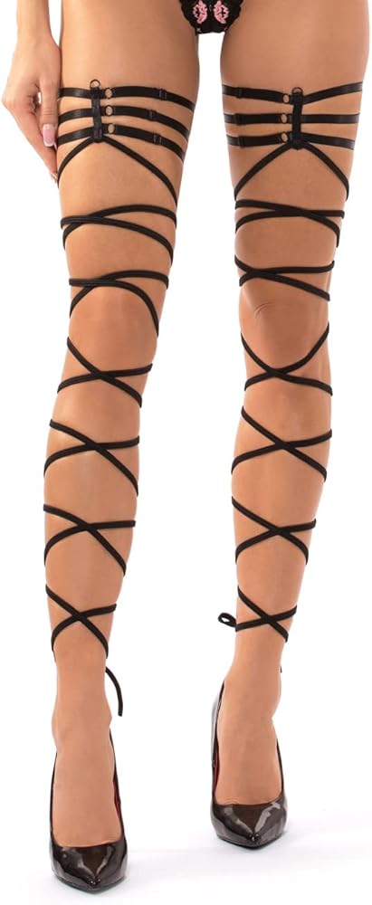 Women Sexy Lingerie Strappy Garter Straps Stockings DIY Crisscross Stockings for Clips