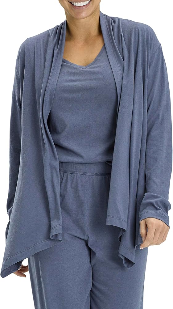 No Nonsense womens Cozy Sleep Or Lounge Shawl Wrap Open Front Cardigan