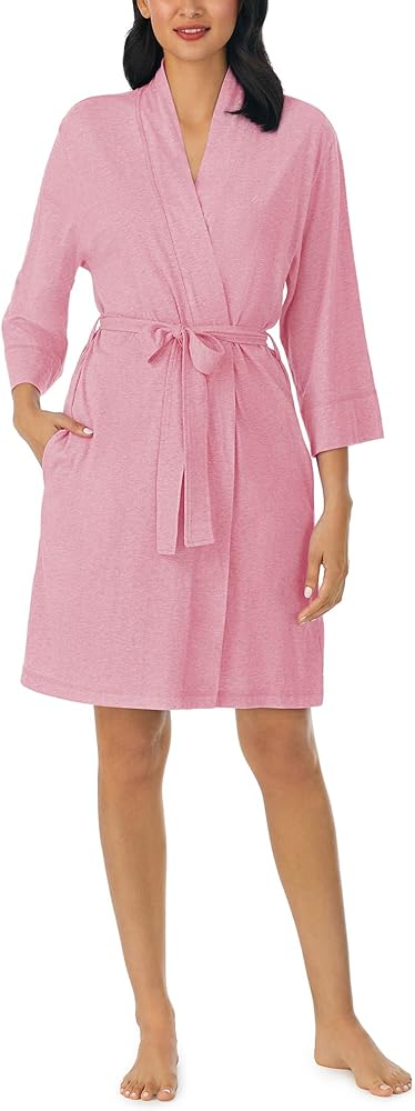 Nautica Womens Soft Robe - Above Knee 3/4 Length Sleeve Lightweight Robe - Cotton Knit Jersey Sleepwear and Loungewear