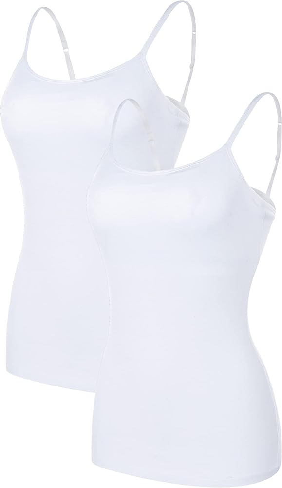 ATTRACO Women's Cotton Camisole Shelf Bra Spaghetti Straps Tank Top