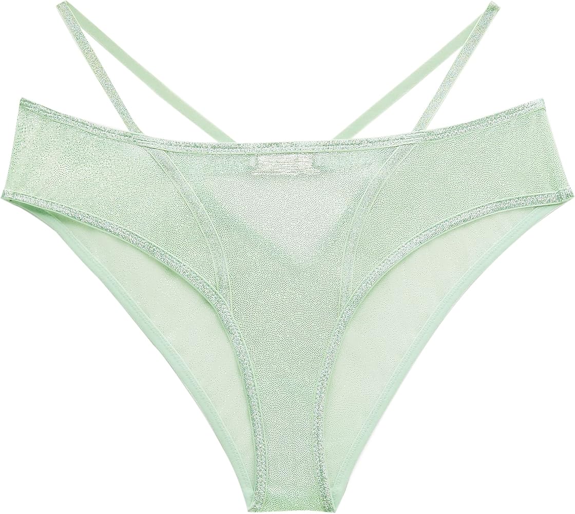 Savage x Fenty Womens Going Platinum Mesh Cheeky Panty