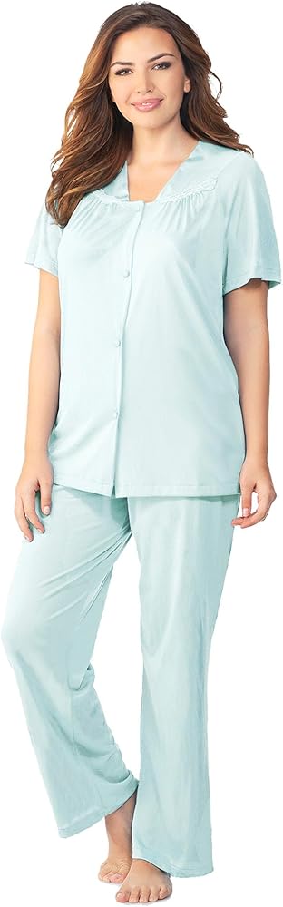 Exquisite Form 90107 Women's Nylon Tricot Short Sleeve Matching Pajama Set