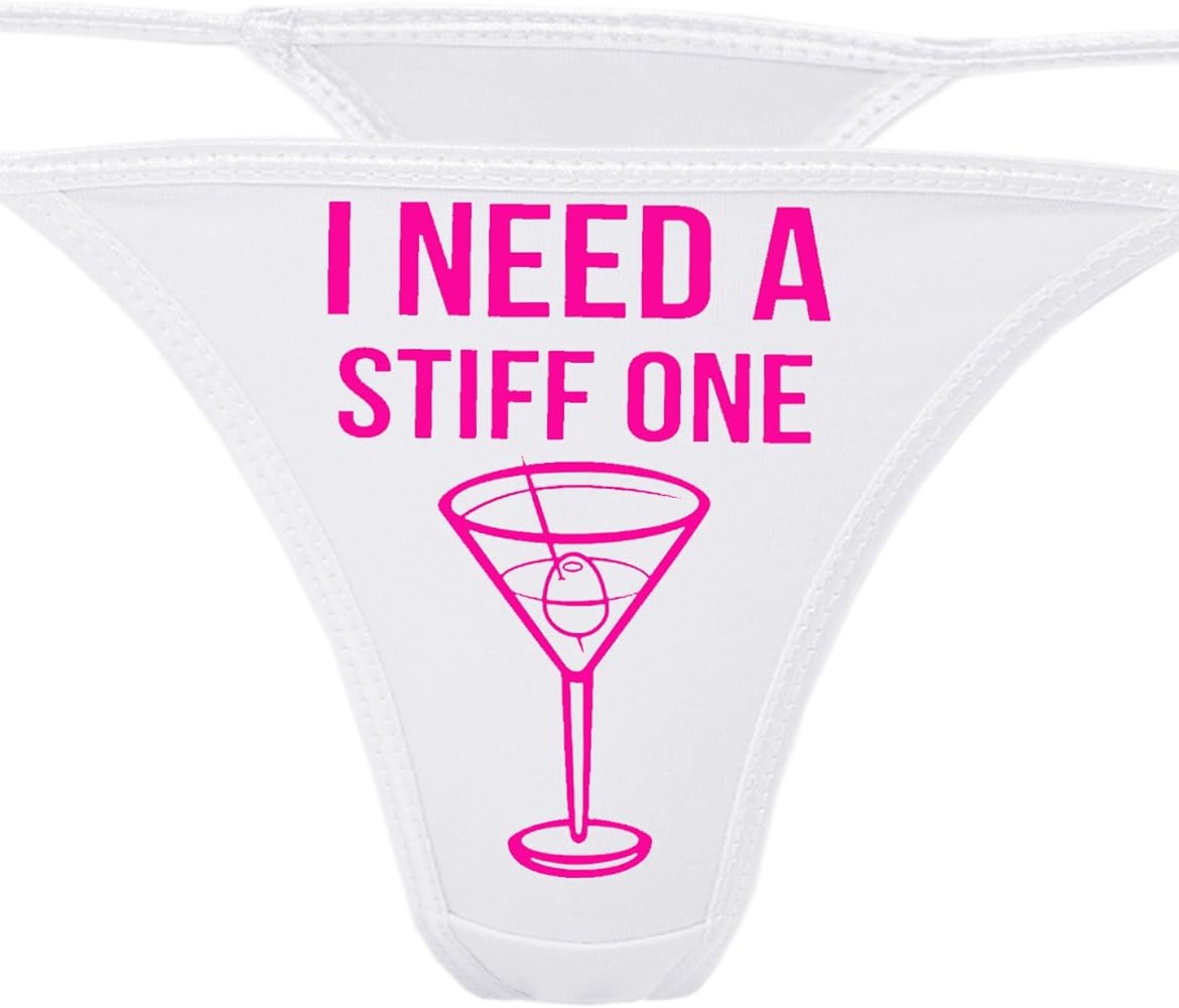 I Need A Stiff One White Thong - Fun Flirty Underwear - Panty Game Bachelorette Bridal Lingerie Shower