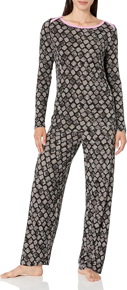 HUE Women’s Ultra Ribbed 2 Piece Pajama Gift Set – Includes Cozy Long Sleeve PJ Top and PJ Pant