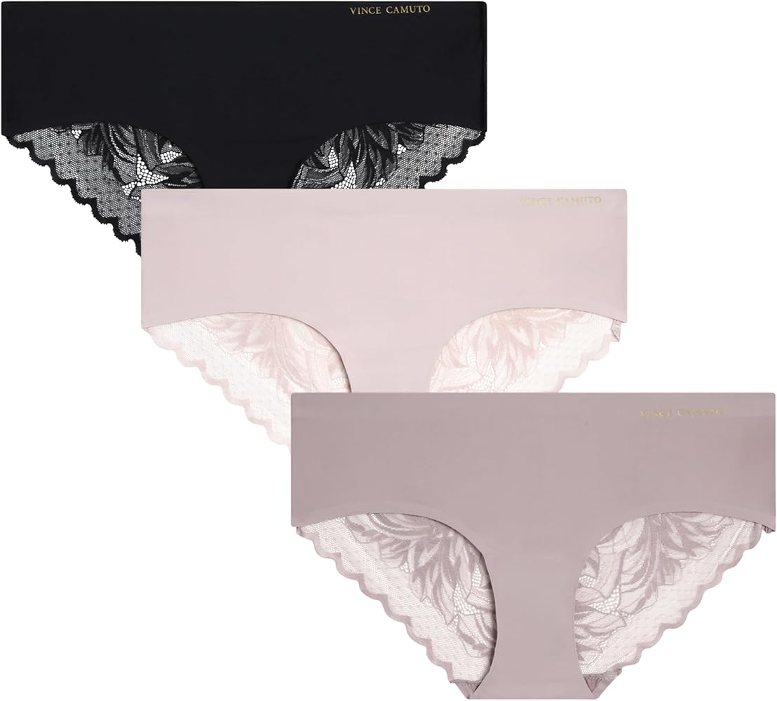 Vince Camuto Women's Hipster Underwear - 3 Pack Sexy Soft & Silky Women's Lingerie - Seamless Breathable Underwear for Women