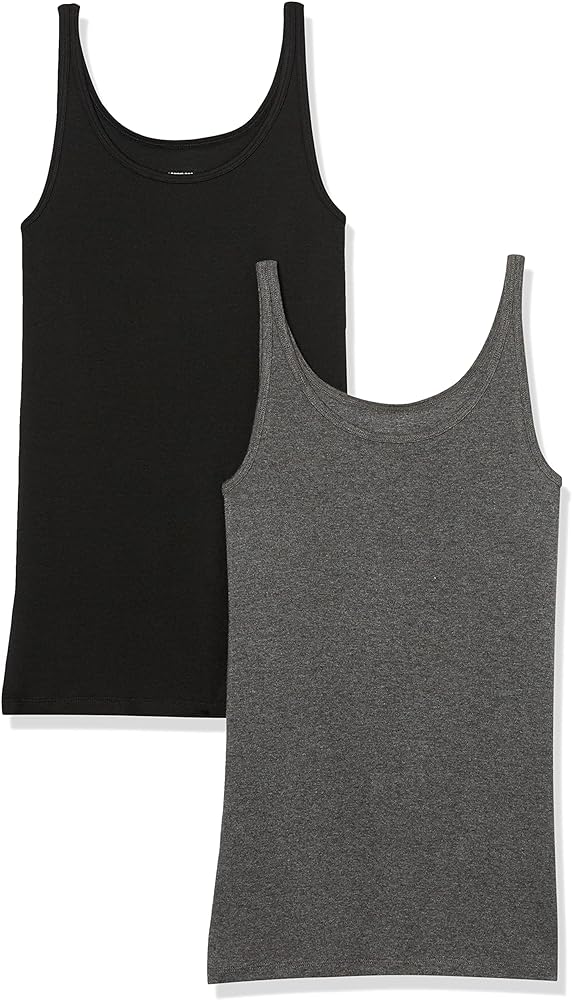 Amazon Essentials Women's Slim-Fit Thin Strap Tank Top, Pack of 2