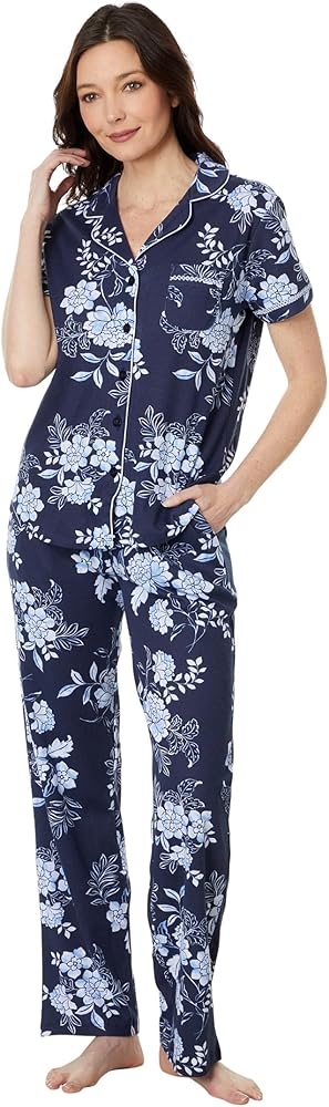 Karen Neuburger Women's Hamptons Getaway Two-Piece Short Sleeve Girlfriend Long Pj Set