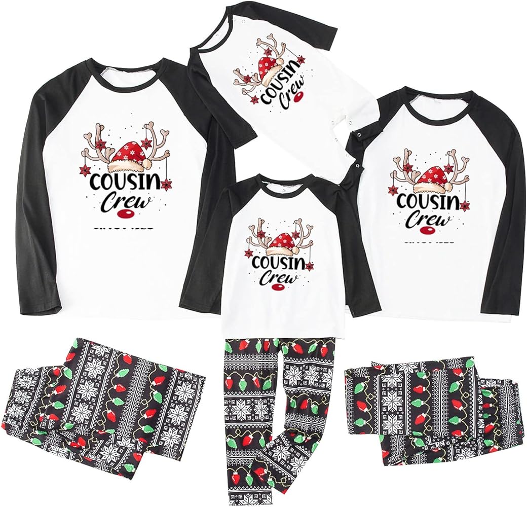 Christmas Pajamas for Family, Cousin Crew Buffalo Plaid Family Christmas Pjs Matching Sets Long Sleeve Xmas Sleepwear