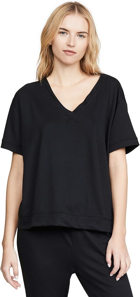 Yummie Women's French Terry V-Neck Drop Lounge Shoulder Tee