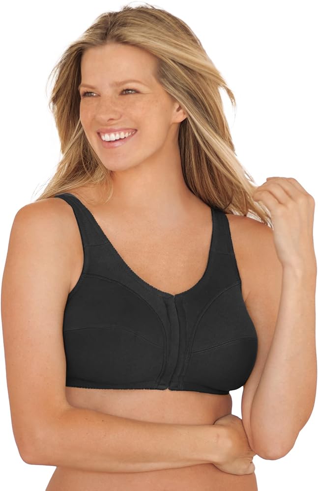 Comfort Choice Women's Plus Size Cotton Front-Close Wireless Bra