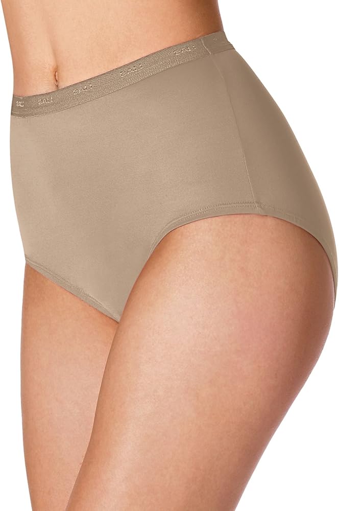 "Bali Women`s Set of 6 Full-Cut-Fit Stretch Cotton Brief 7, Soft Taupe"