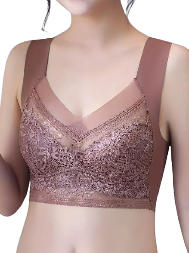 Contrast Lace Wireless Bra, Comfy & Breathable Push Up Bra, Women's Lingerie & Underwear