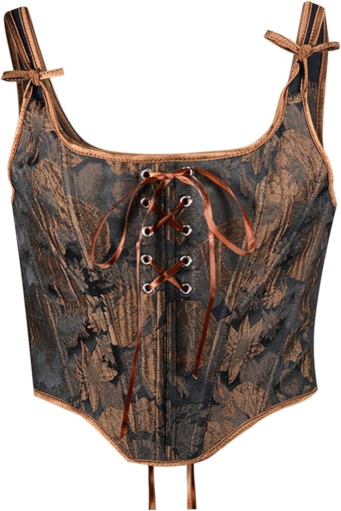 SHOPESSA Push Up Corset Top for Women Victorian Bustier Tops Steampunk Belt Pirate Renaissance Vest Overbust Corsets