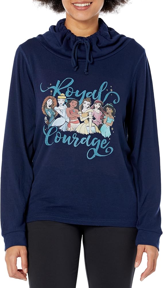 Disney Princesses Royal Courage Women's Cowl Neck Long Sleeve Knit Top