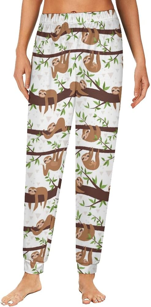 Cute Sloth Women Pajama Pants Lounge Pajama Bottoms Soft Sleepwear Trousers Homewear