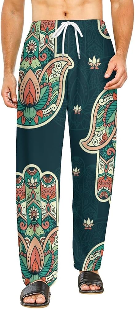 Psychedelic Hamasa Hand Lounge Pajama Pants Comfy Sleepwear Bottoms Print Sleep Pants for Men Women