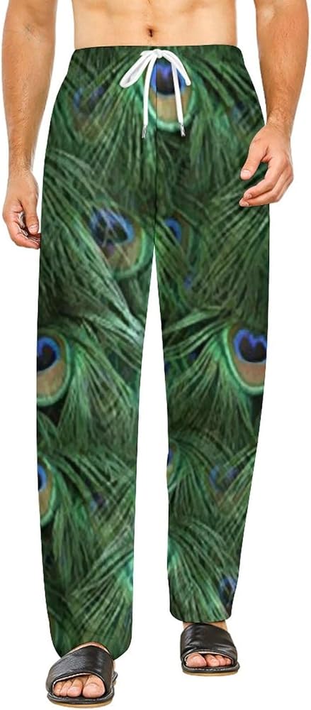 Tale Of The Peacock Tail Lounge Pajama Pants Comfy Sleepwear Bottoms Print Sleep Pants for Men Women