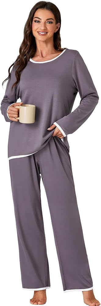 LYANER Women's Pajama Set Long Sleeve Sleepwear Ladies Soft Pjs Lounge Set 2023