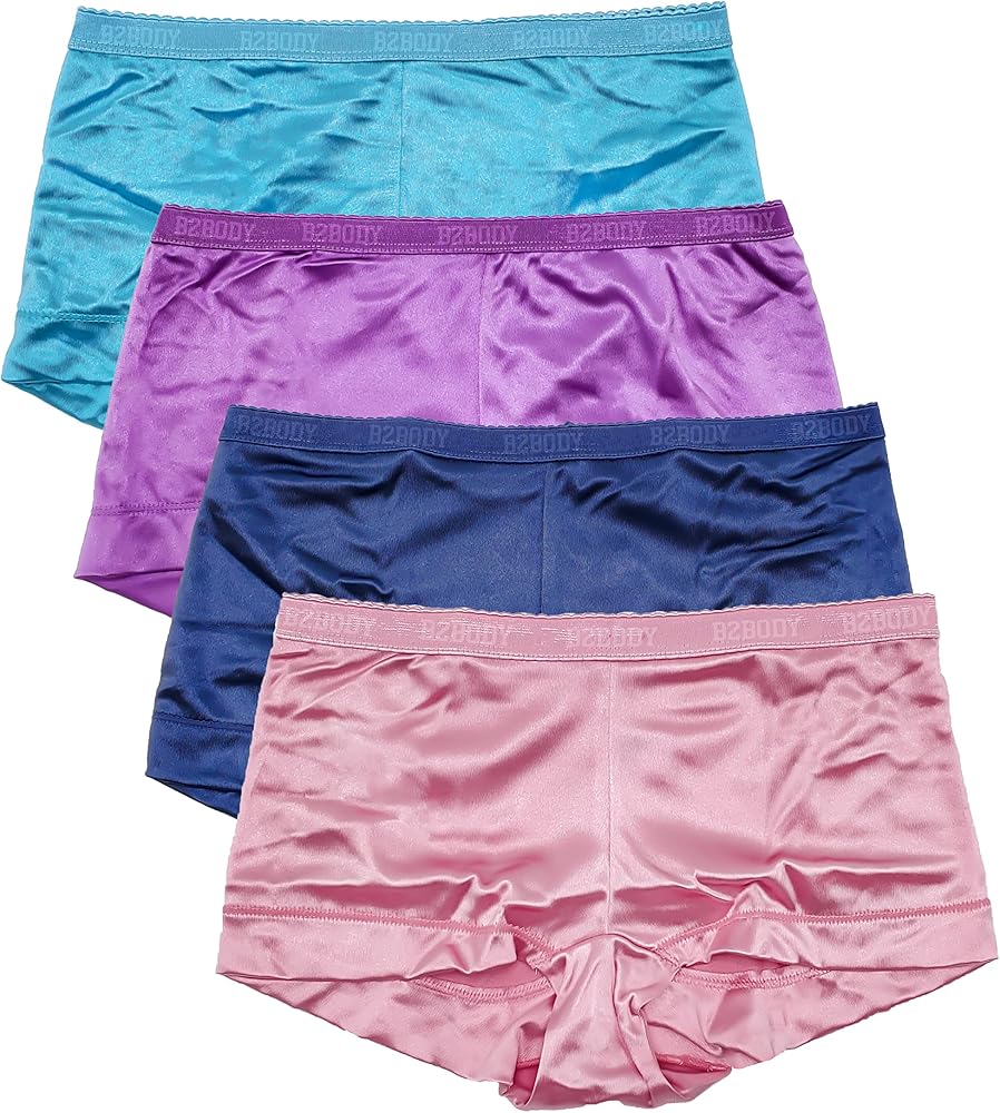 Barbra Lingerie Satin Panties S to Plus Size Boyshorts Panties for Women Underwear Multi Pack