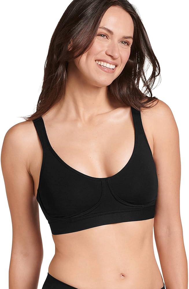 Jockey Women's Bra Forever Fit Full Coverage Unlined Cotton Bra, Black, 2XL