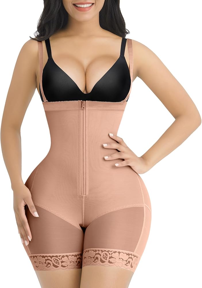 SHAPELLX Fajas Colombianas Shapewear for Women Tummy Control Plus Size Postpartum Body Shaper Butt Lifting Bodysuit