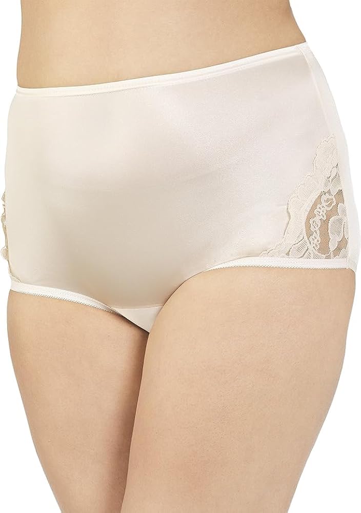 Vanity Fair Lace Inset Nylon Panty, Fawn, 11, 3-pk