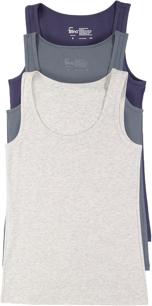 Felina Stretch Layering Women’s Tank Top - Seamless Cotton Tank Top for Women, Workout Top (3-Pack)