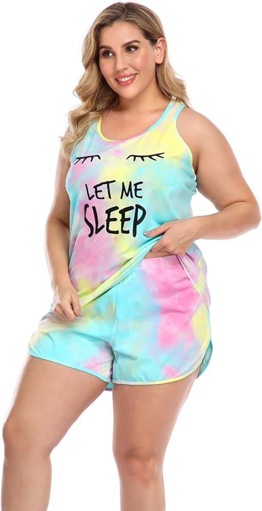 HDE Plus Size Pajamas for Women Two Piece PJ Shorts Summer Lounge Set