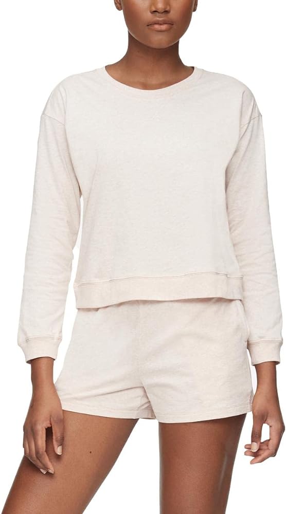 Calvin Klein Womens Crew Neck Night Wear Sleep Shirt Beige XS