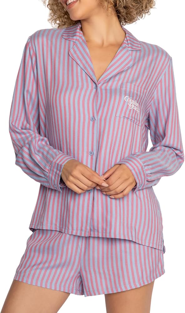 The Summer I Turned Pretty Womens Button Down Woven Stripe Pajama Set