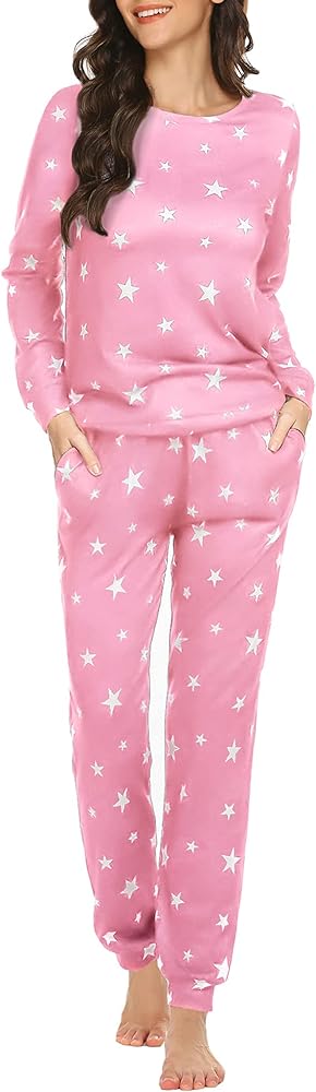 Ekouaer Pajama Sets Long Sleeve Jogger Sets 2 Piece Lounge Sets PJ Sets Sleepwear Loungewear for Women