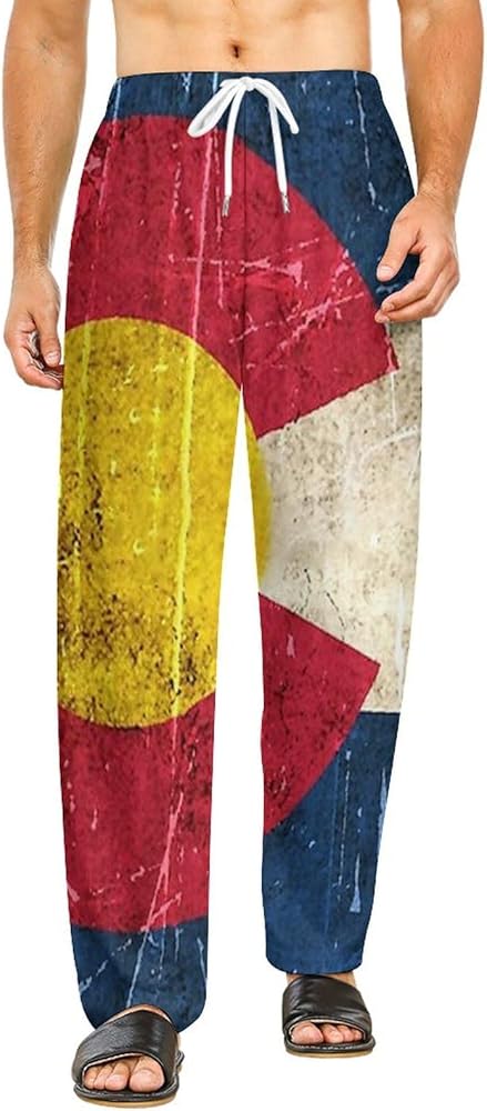 Vintage Aged And Scratched Colorado Flag Lounge Pajama Pants Comfy Sleepwear Bottoms Print Sleep Pants for Men Women