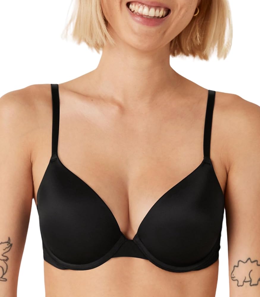 Victoria's Secret Pink Wear Everywhere Push Up Bra, Lace, Padded, Smoothing, Bras for Women, Black (38DDD)