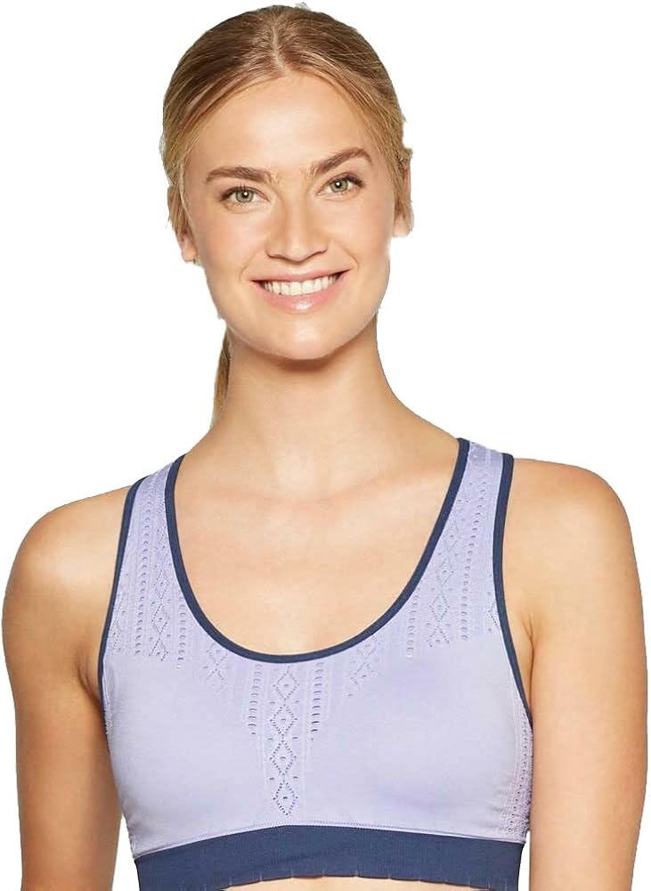 Champion C9 Women's Seamless Padded Lacey Scallop Sports Bra - (US, Alpha, X-Small, Regular, Regular, Blue Orchid/Jetson Blue)