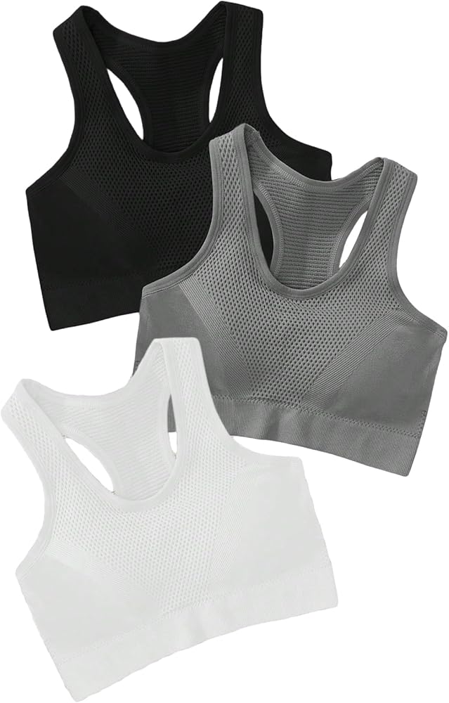 Verdusa Women's 3 Pack Racerback Sport Bras Padded Workout Yoga Bra